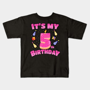 Sweet Donut Its My 5Th Birthday 5 Yrs Old Kids T-Shirt